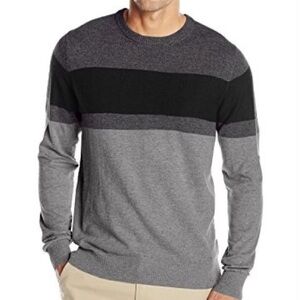 IZOD Men's Lightweight Gray and Black Striped Sweater